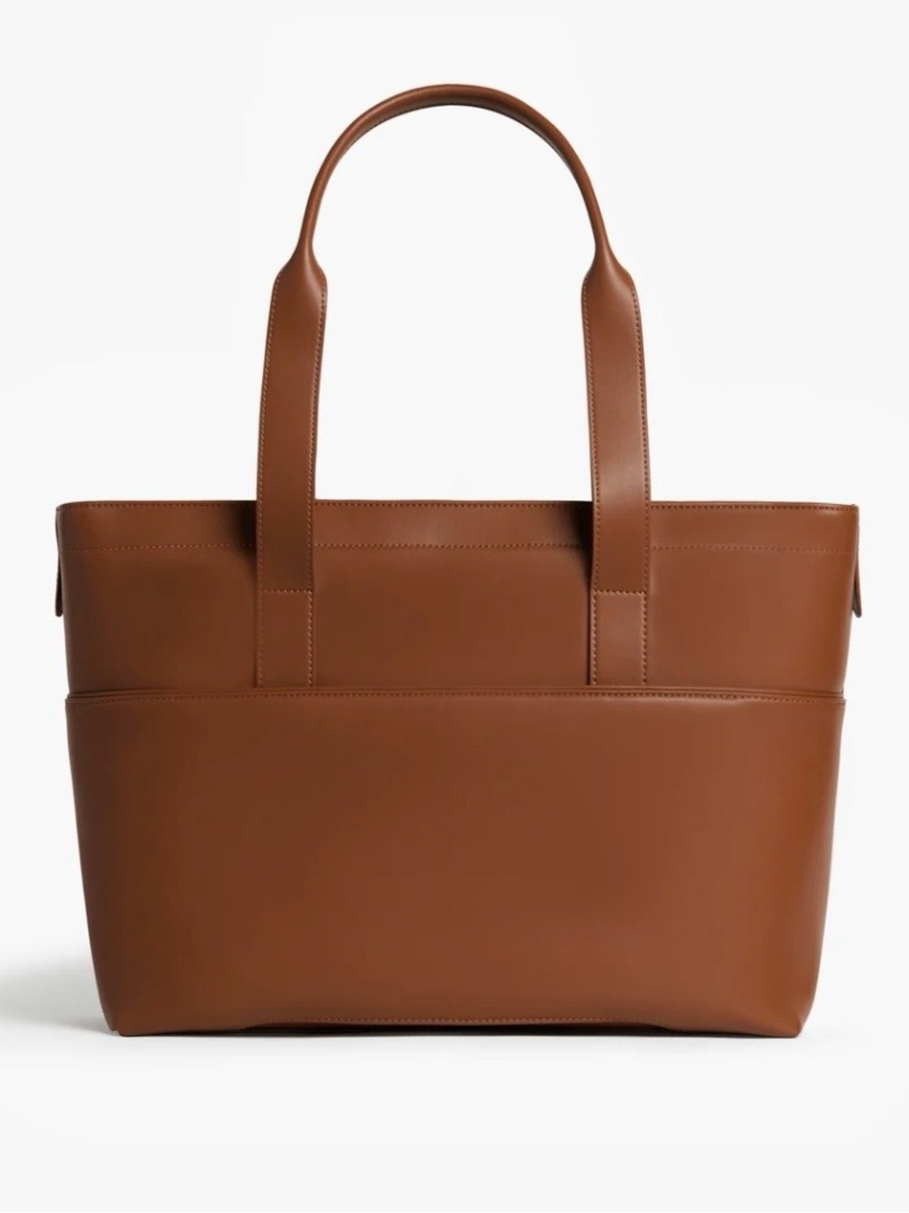 Structured Brown Leather Tote Bag